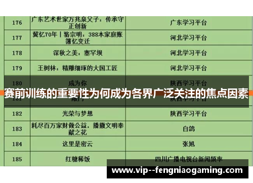 赛前训练的重要性为何成为各界广泛关注的焦点因素